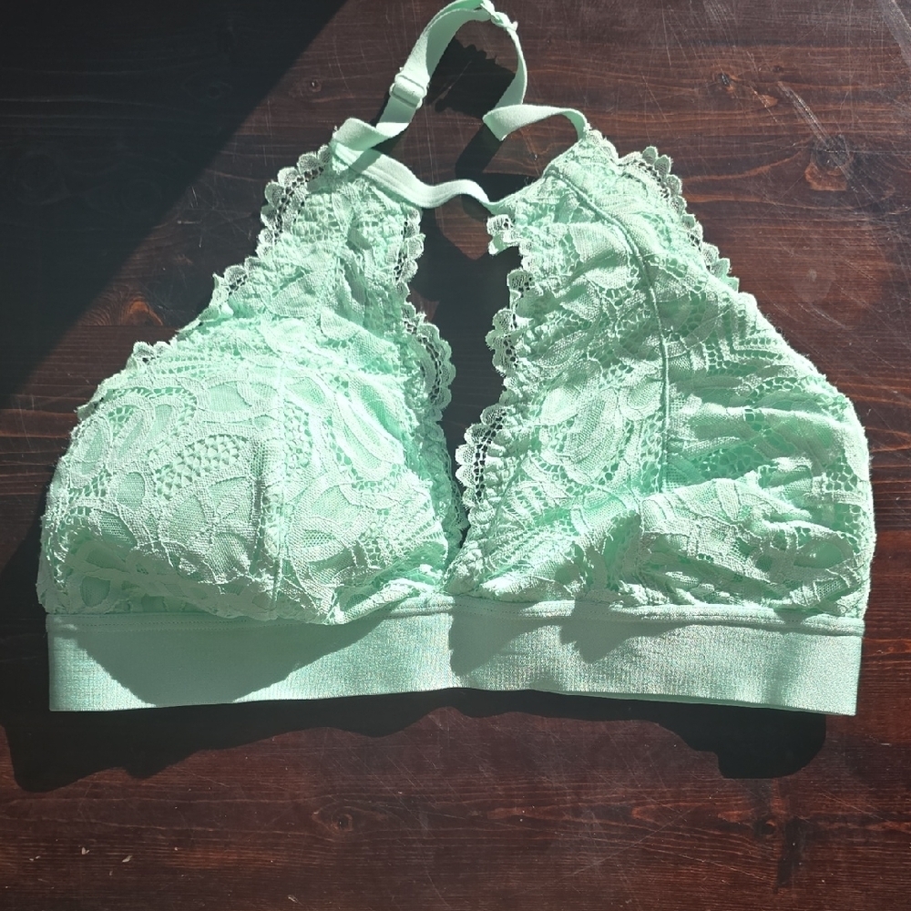 Earth Republic Lace Halter Bralette - Mint Green (Size L)